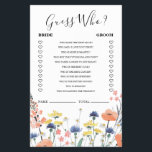 Wildblume Brautparty Raten Sie, wer spielt Flyer<br><div class="desc">Wer kennt die Bride besten Bridal "Ratet Wer? "Duschspiel. Wildblume Brautparty Design.</div>
