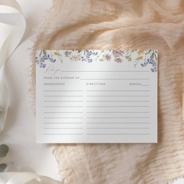 Wildblume Brautparty Rezept Karte Boho Bläserin (Von Creator hochgeladen)