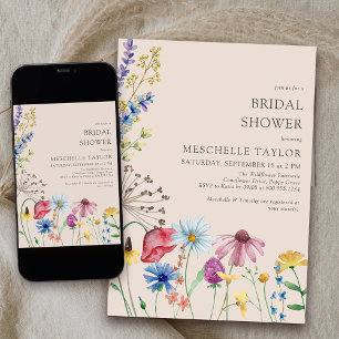 Wildblume Brautparty Rustikales Land Botanisch Einladung