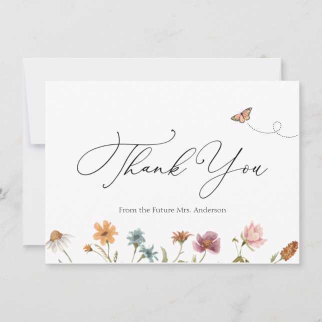 Wildblume Brautparty Vielen Dank Note Card Mitteilungskarte (Vorderseite)