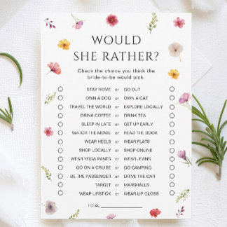 Wildblume Brautparty würde eher Karte