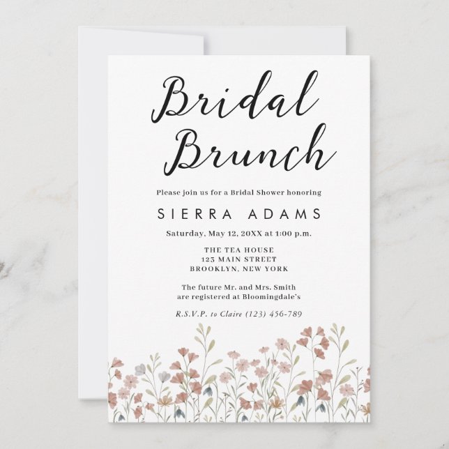 Wildblume Bridal Brunch Brautparty Einladung (Vorderseite)