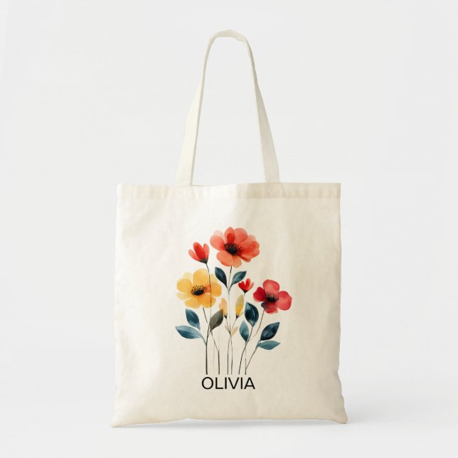Wildblume Bridesmaid Name Tote Bag Tragetasche (Vorne)