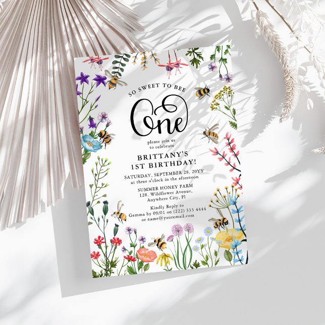 Wildblume & BumbleBee 1. Geburtstag Einladung (Von Creator hochgeladen)