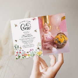 Wildblume & BumbleBee 1. Geburtstag Einladung