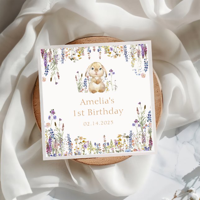 Wildblume Bunny Birthday Paper Napkin Serviette (Von Creator hochgeladen)