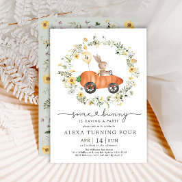 Wildblume Bunny Carrot Car Osterfeier Geburtstagsp Einladung