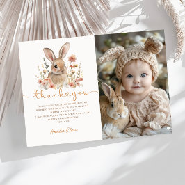 Wildblume Bunny Girl Geburtstag Foto Dankeskarte