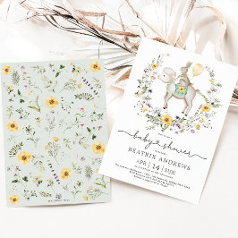 Wildblume Bunny Lamb Ballon Neutral Baby Dusche Einladung