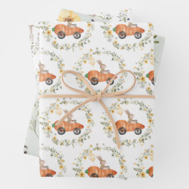 Wildblume Bunny Lamb Osterkaninchen Frühlingsgarte Geschenkpapier Set