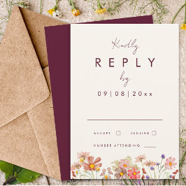 Wildblume Burgund Terracotta Hochzeit im Herbst An RSVP Karte