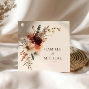 Wildblume Burgundy Wedding Geschenkanhänger