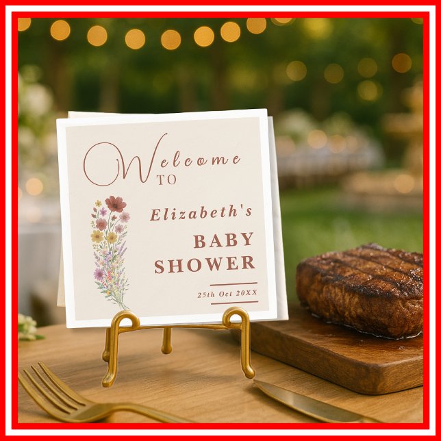 Wildblume Burnt Orange Floral Boho Babydusche Serviette (Von Creator hochgeladen)