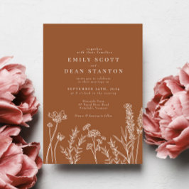 Wildblume Burnt Orange Wedding Einladung