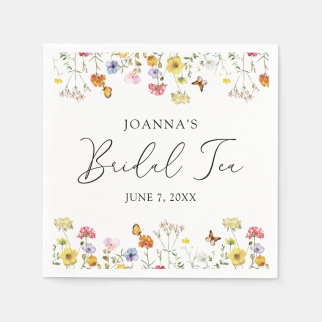 Wildblume Butterflies Boho Brautparty Tee Serviette (Vorderseite)