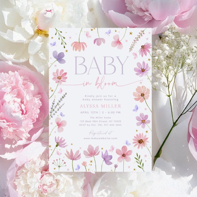 Wildblume Butterfly Baby in Bloom Baby Dusche Einladung (Von Creator hochgeladen)