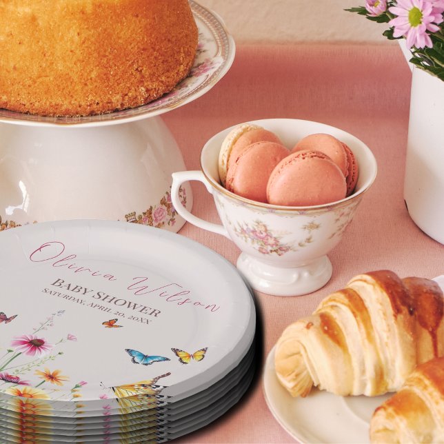 Wildblume Butterfly Baby in Bloom Baby Dusche Pappteller (Von Creator hochgeladen)