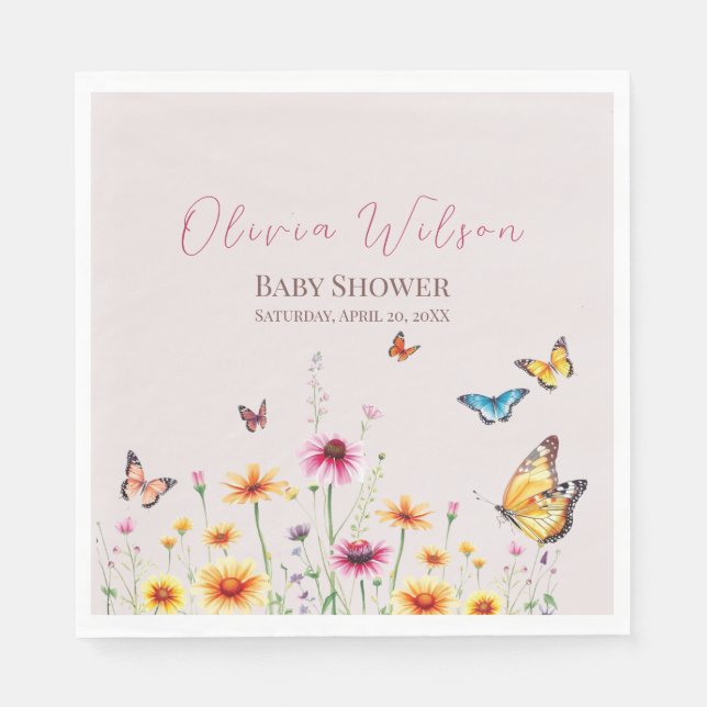 Wildblume Butterfly Baby in Bloom Baby Dusche Serviette (Vorderseite)