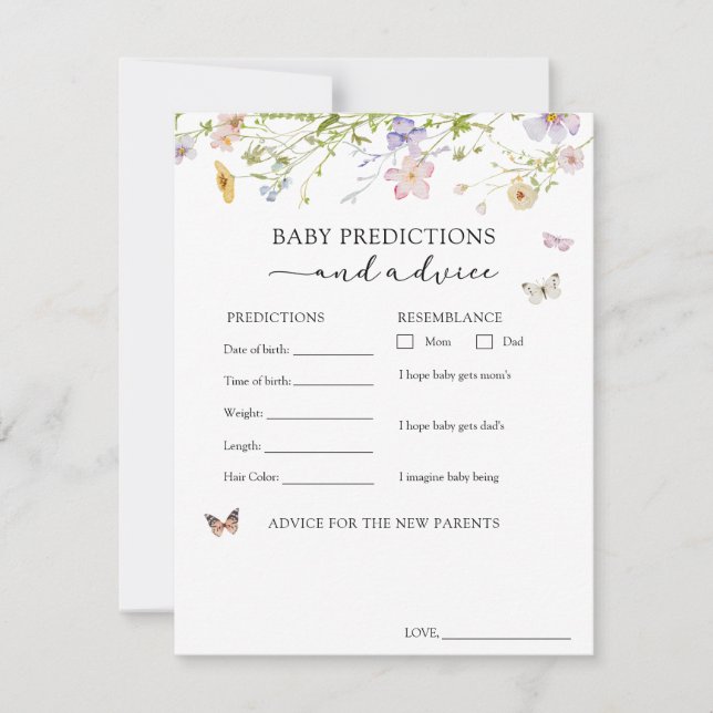 Wildblume Butterfly Babyberatung und Vorhersagen Einladung (Vorderseite)