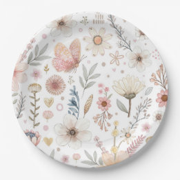 Wildblume Butterfly Babydusche Pappteller