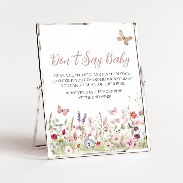 Wildblume Butterfly Babydusche Sage nicht Baby Poster (Boho Butterflies Baby Shower Don't Say Baby Sign)