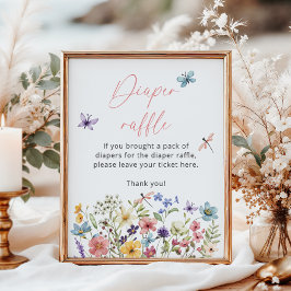 Wildblume Butterfly Babydusche Windelpreisraffiner Poster