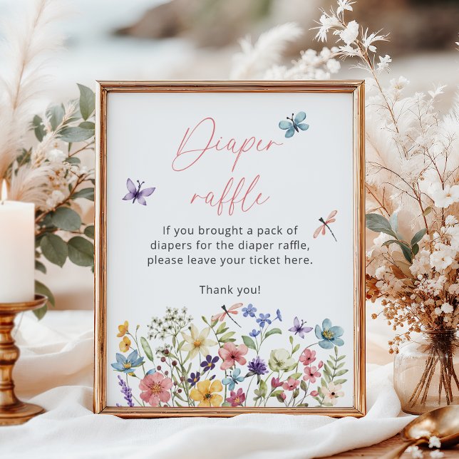 Wildblume Butterfly Babydusche Windelpreisraffiner Poster (Von Creator hochgeladen)