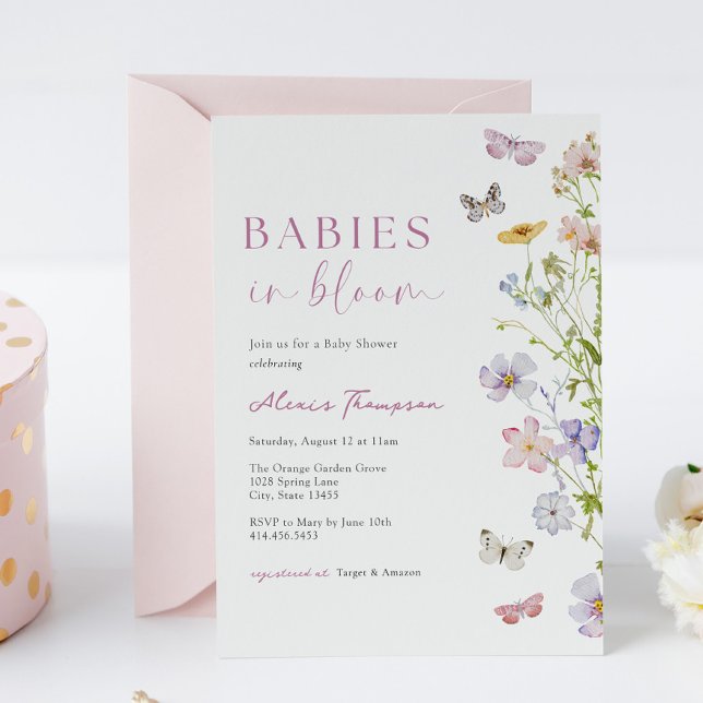 Wildblume Butterfly Babys in Bloom Twin Dusche Einladung (Von Creator hochgeladen)