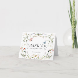 Wildblume Butterfly Bee Watercolor Babydusche Dankeskarte