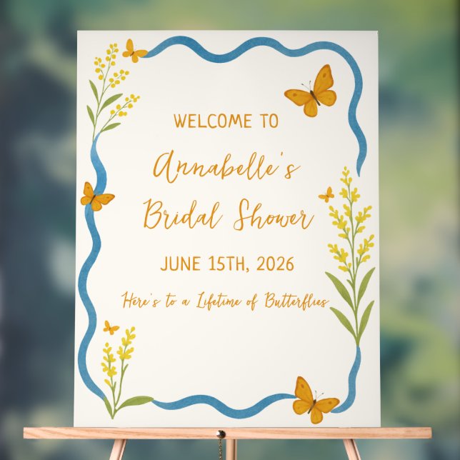 Wildblume Butterfly Brautparty Begrüßungszeichen Acrylschild (Neutral)