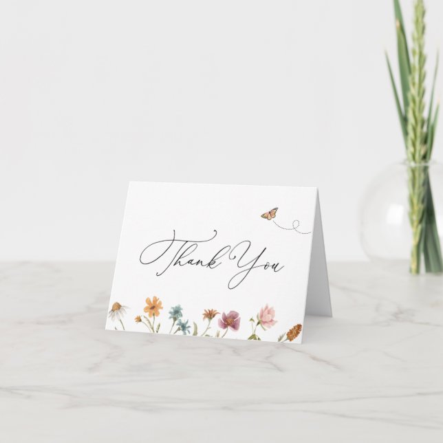 Wildblume Butterfly Danke Note Card (Vorderseite)