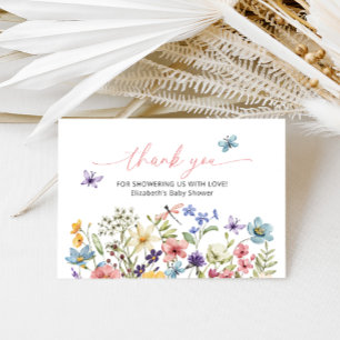 Wildblume Butterfly Garden Babydusche Dankeskarte
