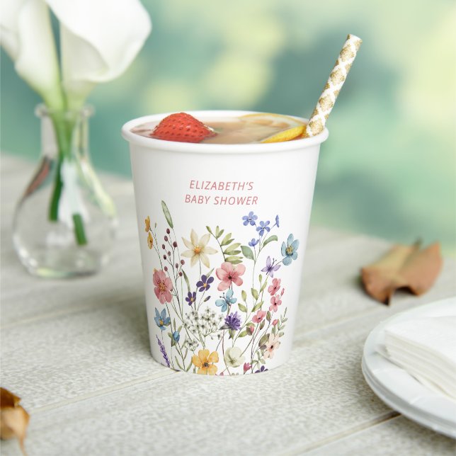 Wildblume Butterfly Garden Babydusche Papiertüten Pappbecher (In Situ)