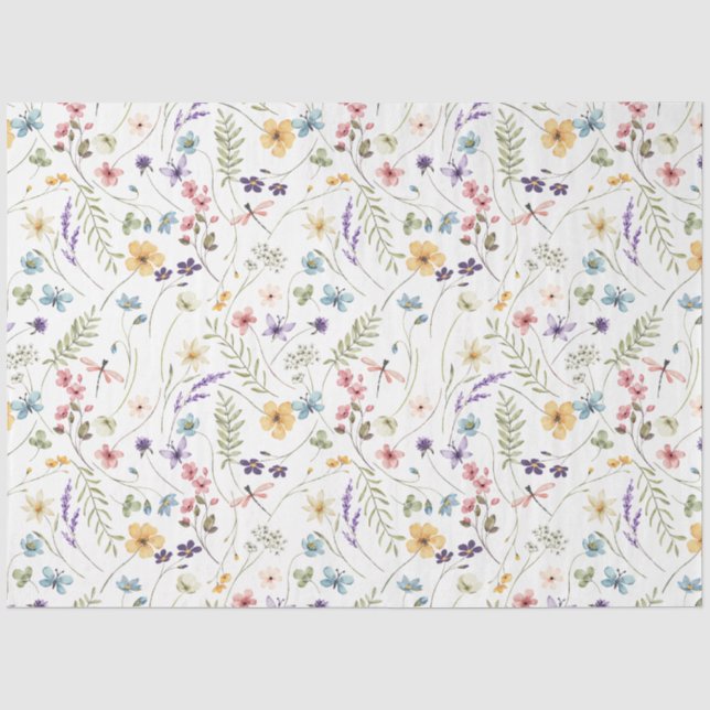 Wildblume Butterfly Garden Babydusche Seidenpapier (Vorderseite)