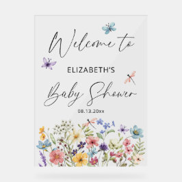 Wildblume Butterfly Garden Babydusche Willkommen Acrylschild