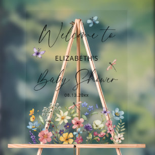 Wildblume Butterfly Garden Babydusche Willkommen Acrylschild