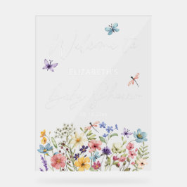 Wildblume Butterfly Garden Babydusche Willkommen Acrylschild