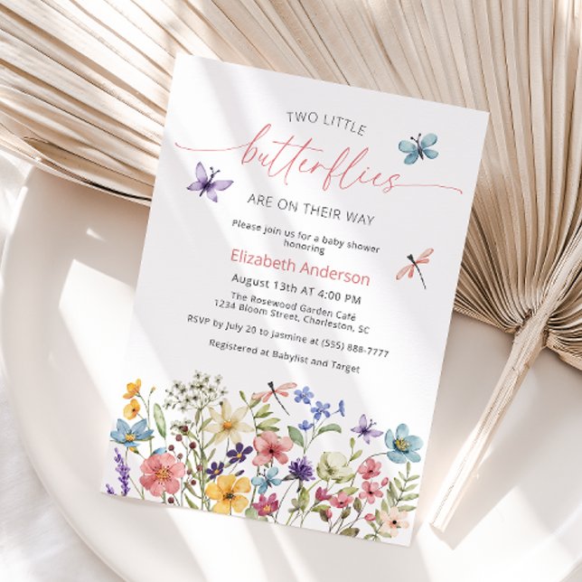 Wildblume Butterfly Garden Twin Baby Dusche Einladung (Von Creator hochgeladen)