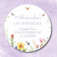 Wildblume Butterfly Girl 1. Geburtstag Vielen Dank
