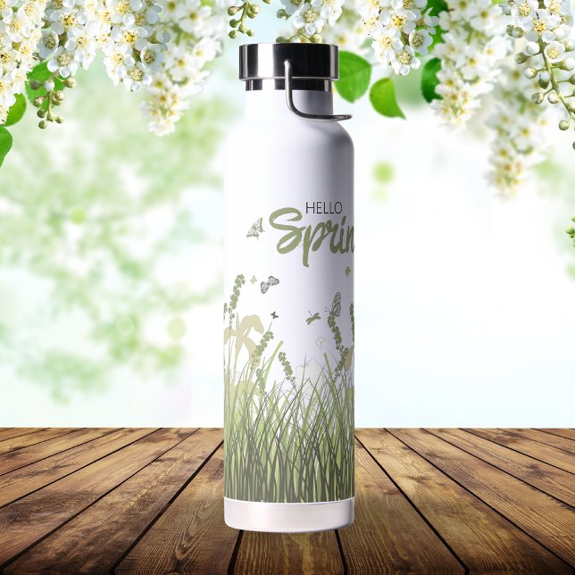 Wildblume Butterfly Hallo Frühling Personalisiert Trinkflasche (Von Creator hochgeladen)