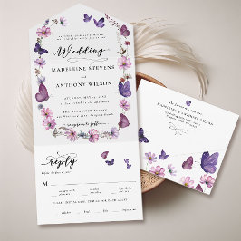 Wildblume Butterfly Romantic Garden Party Hochzeit All In One Einladung