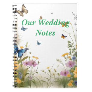 Wildblume Butterfly Wasserfarbe, Hochzeitsplaner Notizblock