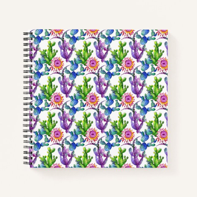 Wildblume Cactus Pattern Notizbuch (Vorderseite)