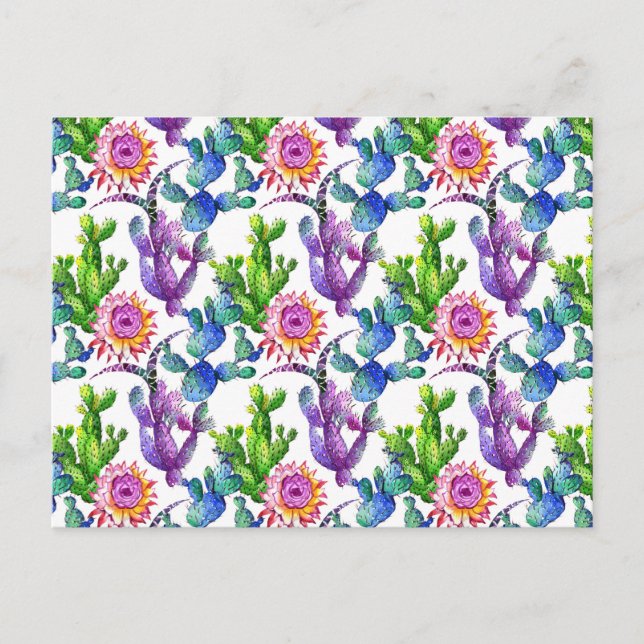 Wildblume Cactus Pattern Postkarte (Vorderseite)