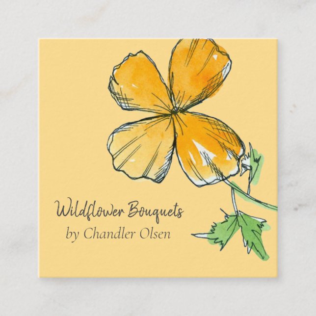 Wildblume California Poppies Quadratische Visitenkarte (Vorderseite)