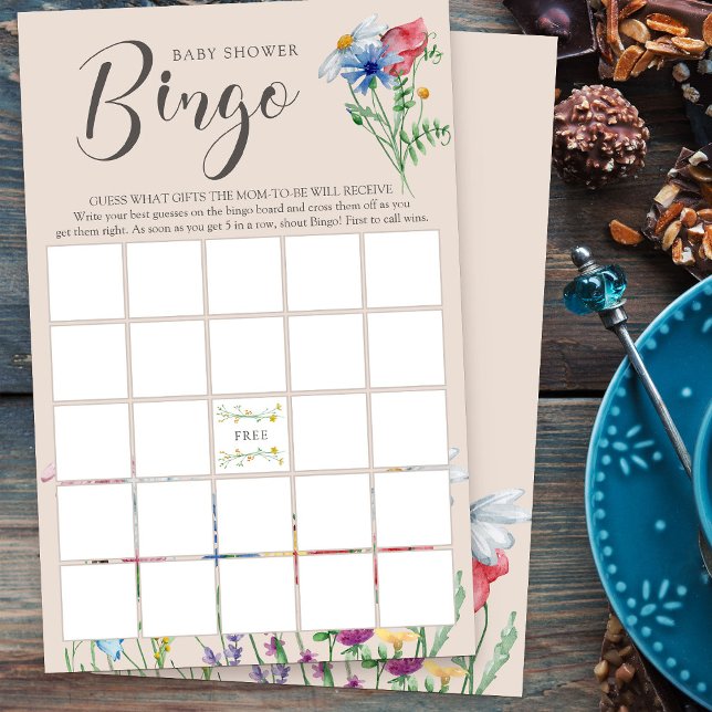 Wildblume Charm Baby Dusche Bingo Spiel (Bingo Game for baby shower or bridal shower from my Wildflower Charm collection)