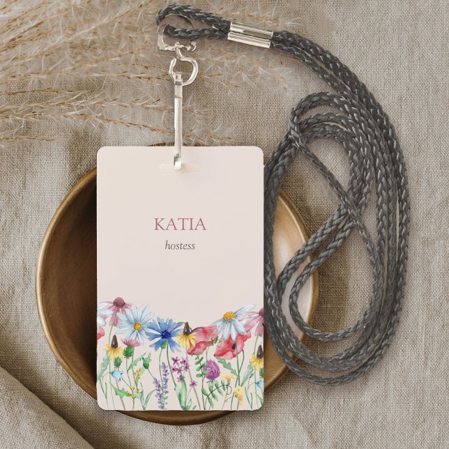 Wildblume Charm Country Floral Name Ausweis (Name Lanyard for work or hostess in floral design from my Wildflower Charm collection)