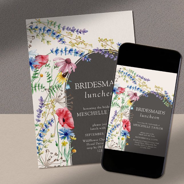 Wildblume Charm Floral Arch Bridesmaids Luncheon Einladung (Modern floral arch invitation for your Bridesmaids Luncheon)