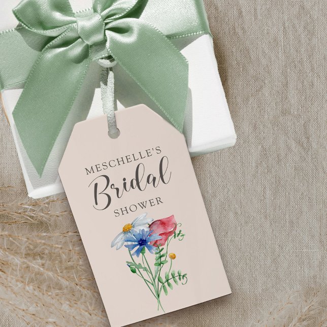 Wildblume Charm Rustikales Brautparty Geschenkanhänger (Bridal Shower favor tag from my Wildflower Charm collection)