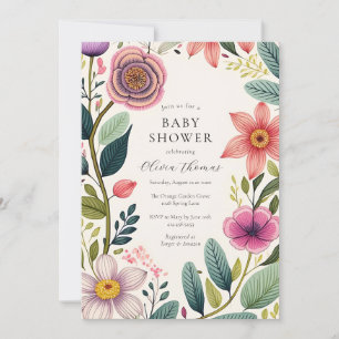 Wildblume Chic Baby Dusche Einladung